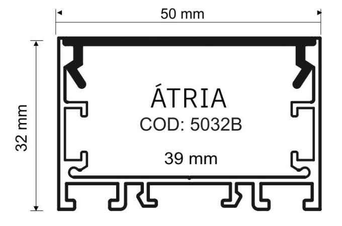 Perfil Sobrepor Alpertone Atria 32x50mm Barra 2 Metros 032B2T / 032P2T
