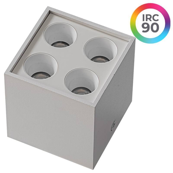  Spot Sobrepor Nordecor Downlight Powerus 4 Focos 8 watts 4000K Branco IRC90 35° Bivolt 71x71x66mm 6808