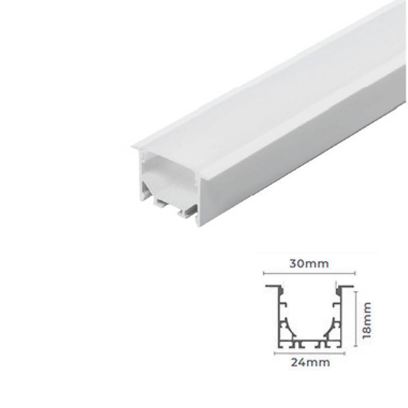 Perfil de Embutir Nordecor 30x18mm Barra de 3 metros Branco 4218