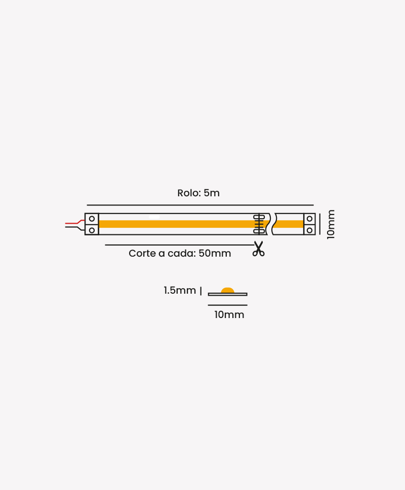 Fita de LED Opus 20 watts/m Cob 24V 4000K IRC90 IP20 (Rolo 5 metros) OPS 88163 