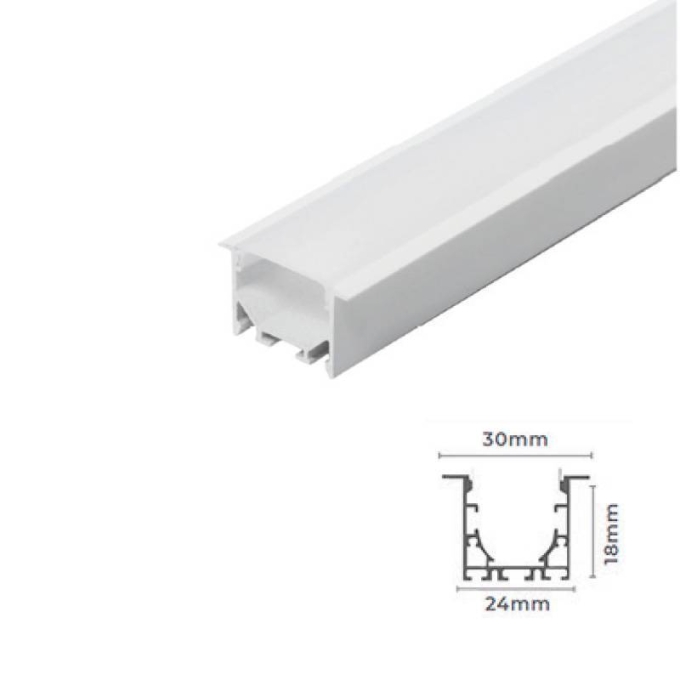 Perfil de Embutir Nordecor 30x18mm Barra de 3 metros Branco 4218