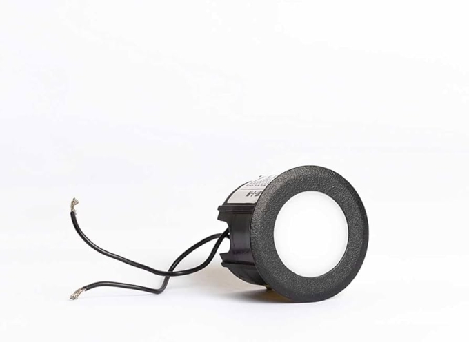 Balizador Interlight Coin Preto Redondo 0,3 watts 2700K IP65 Bivolt Ø50x23mm 3971 (PM)