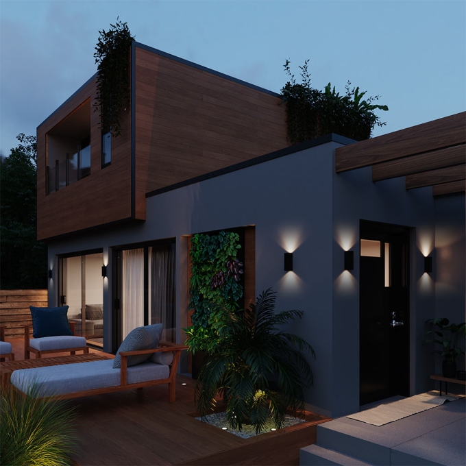 Arandela Blumenau Gota Preto Fosco Alumínio e Vidro 2L G9 IP43 70x60x200mm 45100200-16