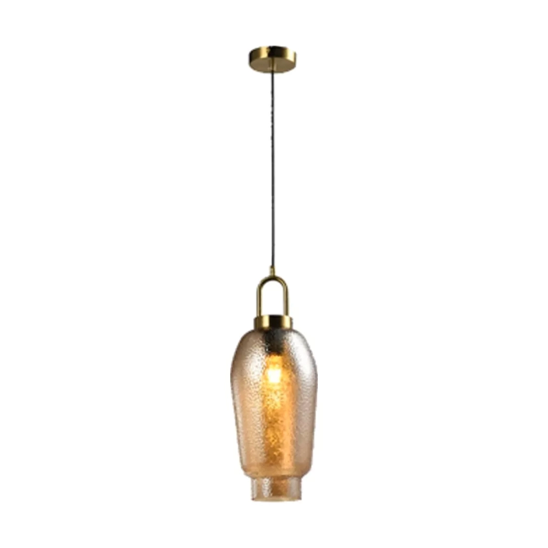 Pendente Skylight Antiq Dourado e Vidro Âmbar 1L E27 Bivolt Ø180x460mm SKY-4094