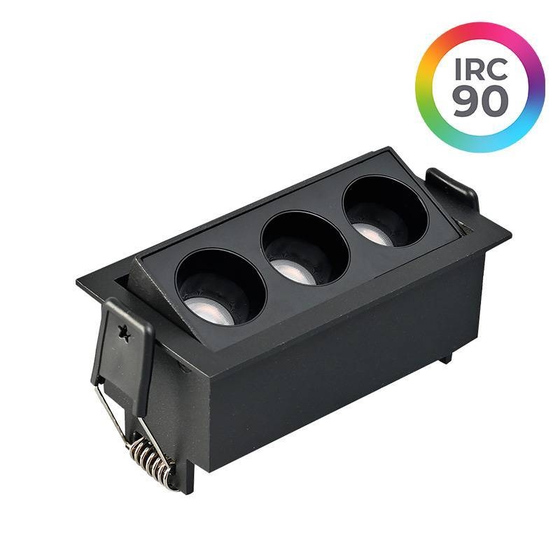 Embutido Nordecor Downlight Powerus Direcionável 3 Focos 6 watts Preto 4000K IRC90 38° Bivolt 100x44x52mm 6791