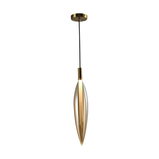Pendente Skylight Pencil Dourado e Vidro Âmbar 4 watts 3000K Bivolt Ø103X540mm SKY-4097L