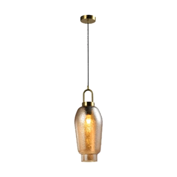 Pendente Skylight Antiq Dourado e Vidro Âmbar 1L E27 Bivolt Ø180x460mm SKY-4094