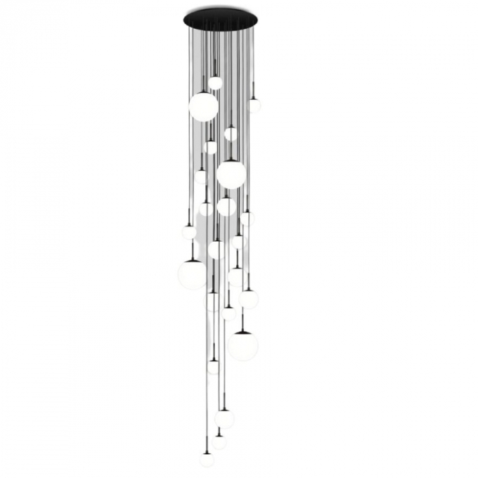 Pendente TKS Wasserfall Globo Ø100/140/200mm 19L G9 + 4L E27 Ø500x500x3000mm 1946