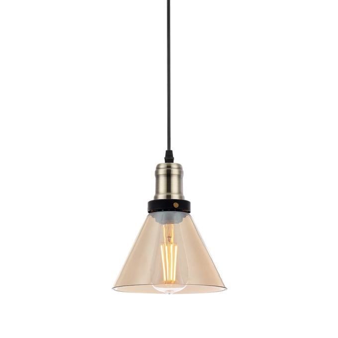 Pendente Blumenau Soho Cone Vidro Ambar 1L E27 Ø182x219mm 89011102-1