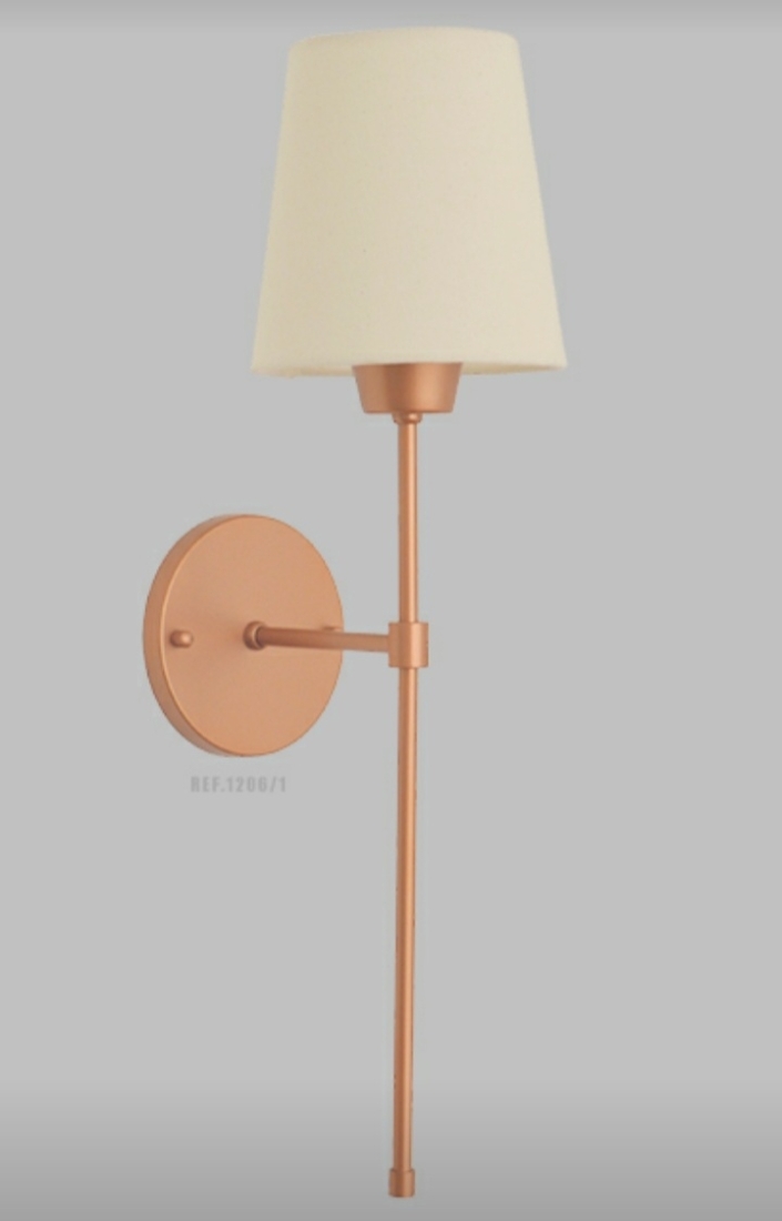 Arandela Tocheiro PRETO 1L E27 550mm Cúpula Tecido CRU FG Iluminação 1206/1
