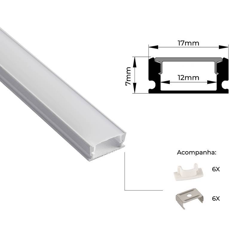 Perfil Sobrepor Nordecor Mov Branco 17x7mm Barra 3 metros 4331