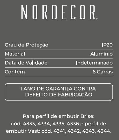Kit Garra Nordecor para Perfil Vast de Embutir 6 unidades 4355