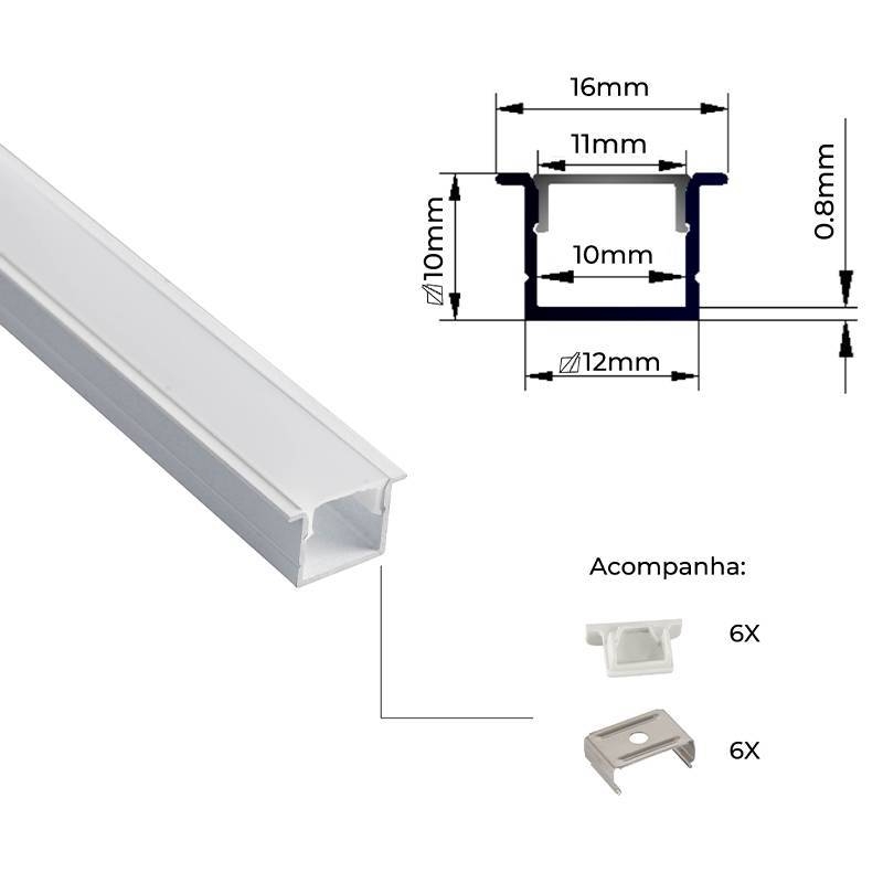 Perfil Embutir Nordecor Axis Branco 16x10mm Barra 3 metros 4319