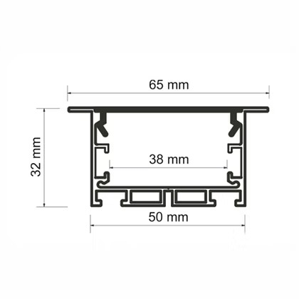 Perfil Embutir Alpertone Pollux 65x32mm Barra 3 metros 532B3T / 532P3T
