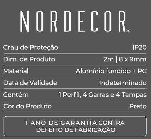 Perfil Sobrepor Nordecor Lite Branco 8x9mm Barra 2 metros 4313