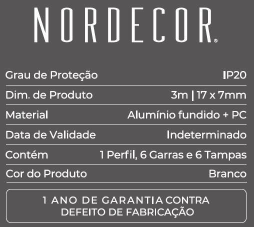 Perfil Sobrepor Nordecor Mov Branco 17x7mm Barra 3 metros 4331