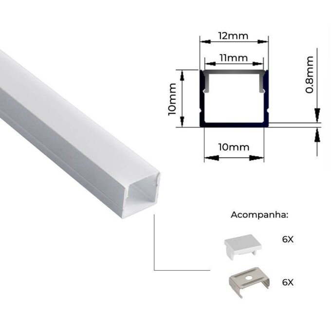Perfil Sobrepor Nordecor Axis Branco 12x10mm Barra 3 metros 4323