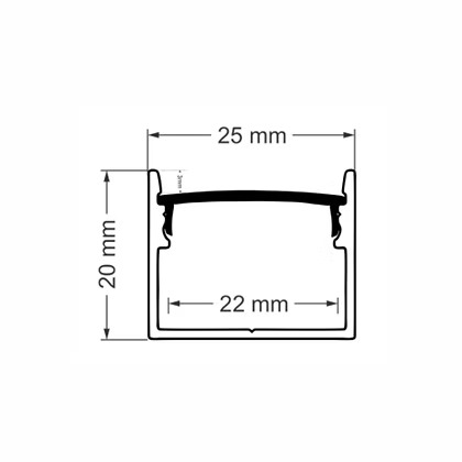 Perfil Sobrepor Alpertone Rigel 20x25mm Barra 2 Metros 700B2P / 700P2P