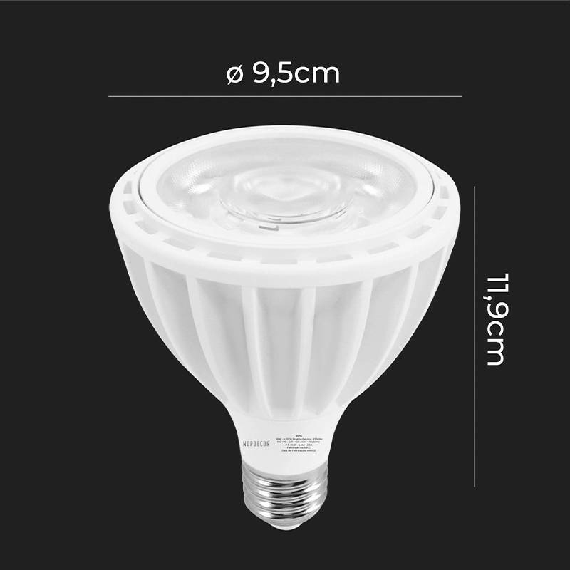 Lâmpada Nordecor Sof Par30 CDMR 28 watts 3000K 24° IRC95 Bivolt Ø95x119mm 1175