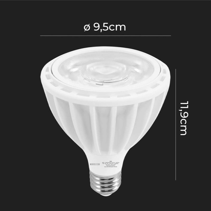 Lâmpada Nordecor Sof Par30 CDMR 28 watts 3000K 36° IRC95 Bivolt Ø95x119mm 1177