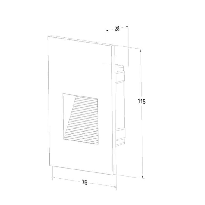 Balizador de Parede Nordecor Embutir Maja Vee Branco 2 watts IP65 3000K Bivolt 115x76x28mm 2974