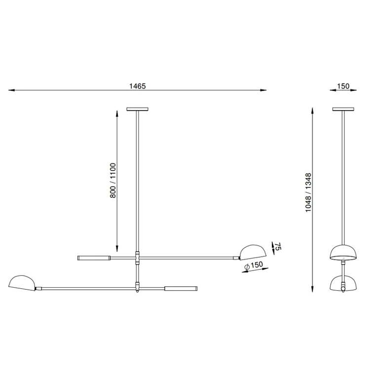 Pendente Foco Metallo Astro Duplo Cúpula Bowl 2L G9 1467x150x1347mm PE 529/110