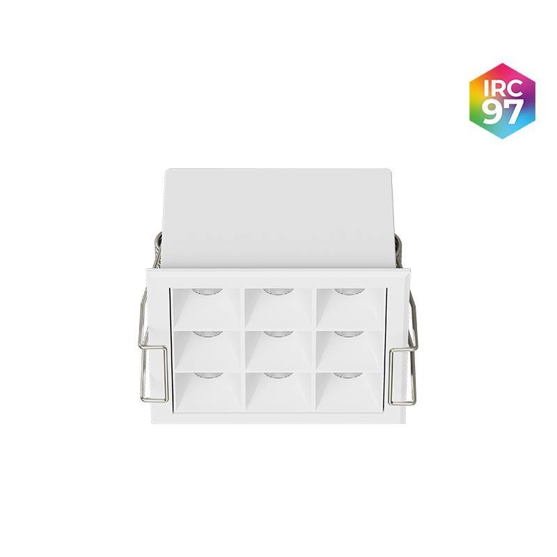 Embutido Nordecor Powerlux 9 Focos 12 watts Branco 2700K IRC97 36° Bivolt 71x71x40mm 80015
