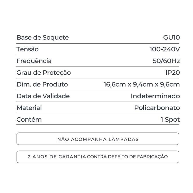 Spot Sobrepor Nordecor Loyo 2L MR16 Preto 166x94x96mm 6985
