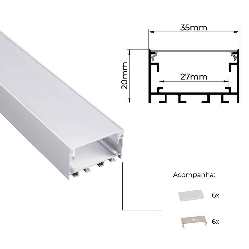 Perfil Sobrepor Nordecor Vast Branco 35x20mm Barra 3 metros 4347