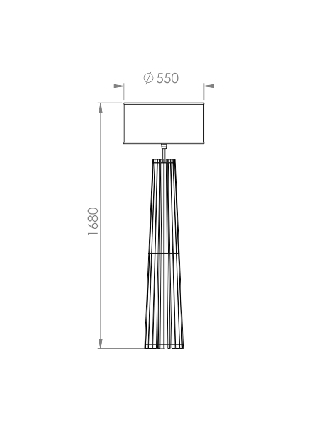 Coluna Classic Lar Cônica Madeira e Cúpula Tecido Ø500mm 1L E27 Ø300x1400mm 1095