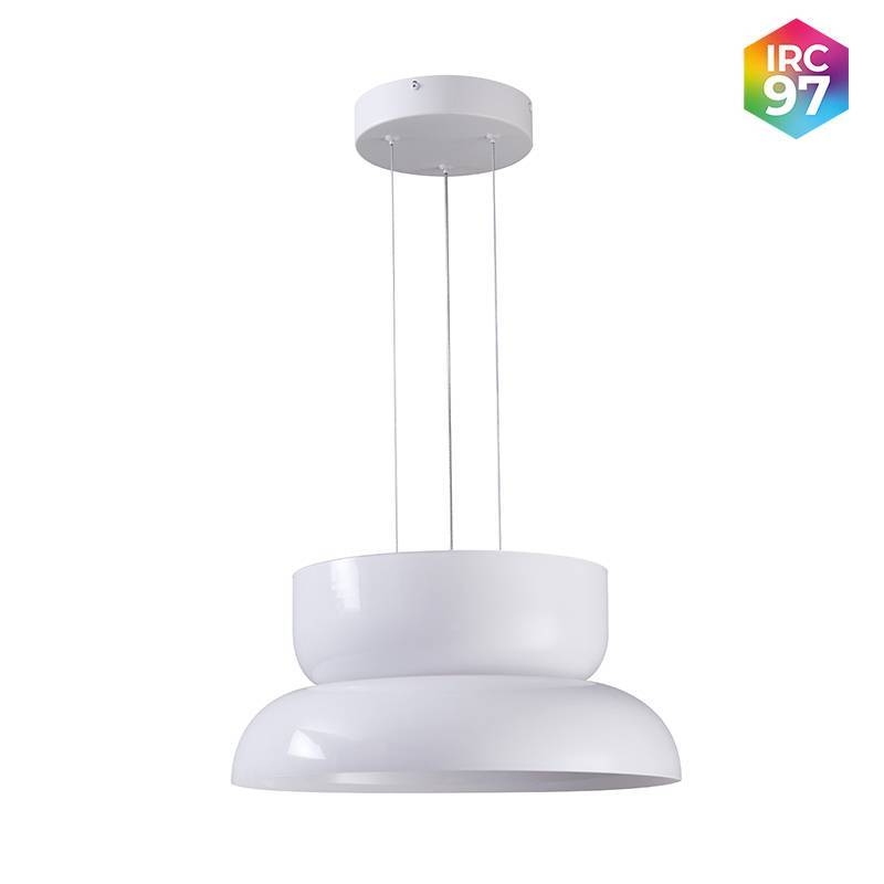 Pendente Nordecor Dommi 20 watts 2700K IRC97 Vidro Branco Ø430x200mm 90002