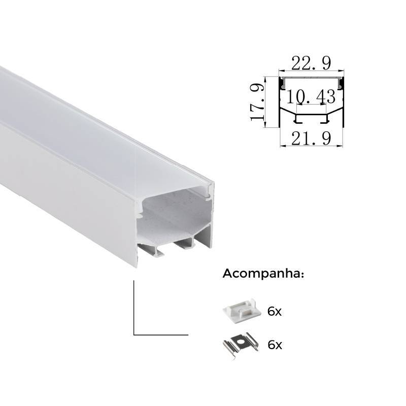 Perfil Sobrepor Nordecor Brise Branco 23x18mm Barra 3 metros 4339