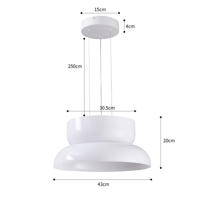 Pendente Nordecor Dommi 20 watts 2700K IRC97 Vidro Branco Ø430x200mm 90002