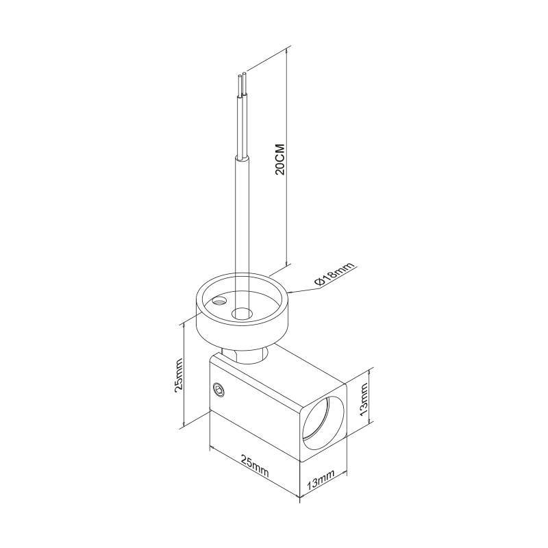 Mini Spot Nordecor Lit Sobrepor 1 watt 24V IRC90 3000K 24° Preto IP20 13x13x25mm 6983