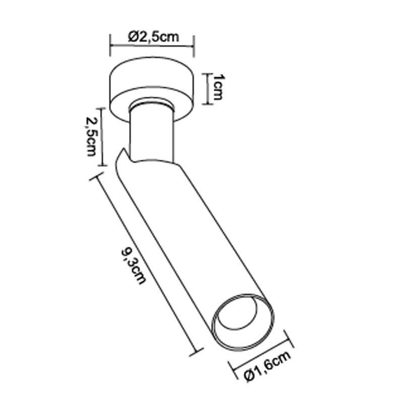 Spot Nordecor Blet Lite Sobrepor 1 watt Bivolt 3000K 30° Preto IP20 Ø16x93mm 6965