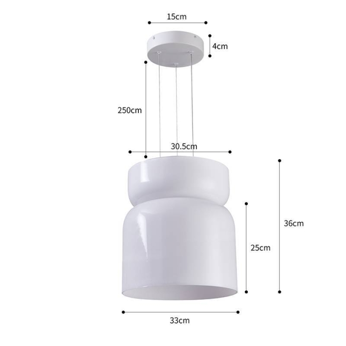 Pendente Nordecor Dommi 20 watts 2700K IRC97 Vidro Branco Ø330x360mm 90001