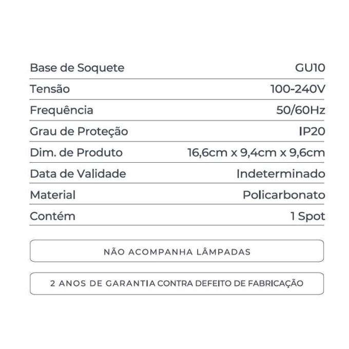 Spot Sobrepor Nordecor Loyo 2L MR16 Preto 166x94x96mm 6985