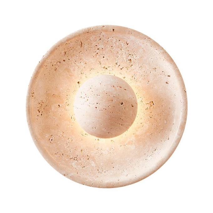 Arandela Nordecor Tivo Orb 8 watts 3000K IRC97 Mármore Travertino Ø250mm 90009 PREN