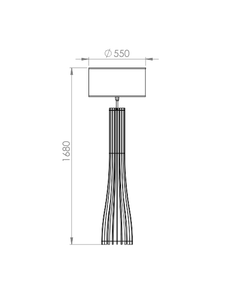 Coluna Classic Lar Sino Madeira e Cúpula Tecido Ø500mm 1L E27 Ø300x1400mm 1097