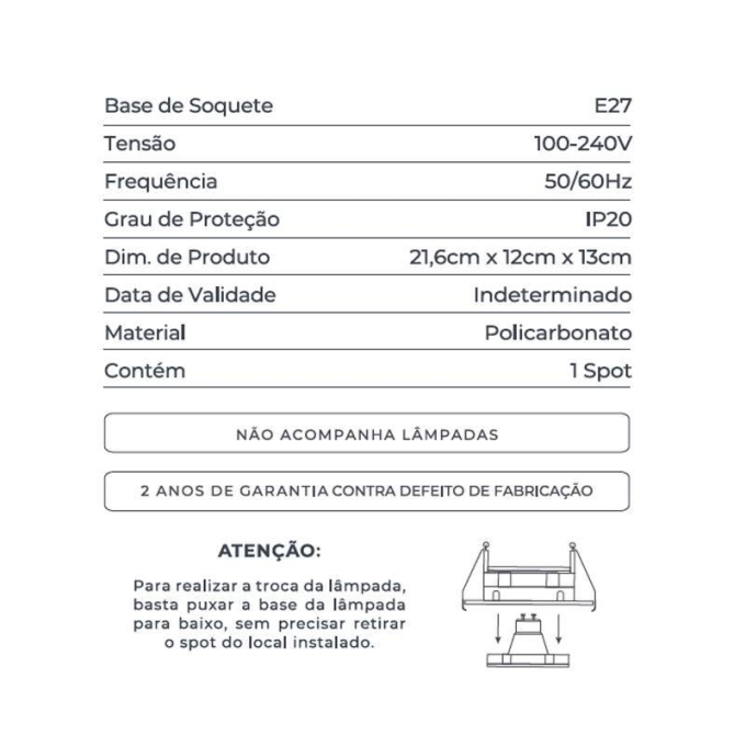 Spot Sobrepor Nordecor Loyo 2L AR70 Preto 216x120x130mm 6989