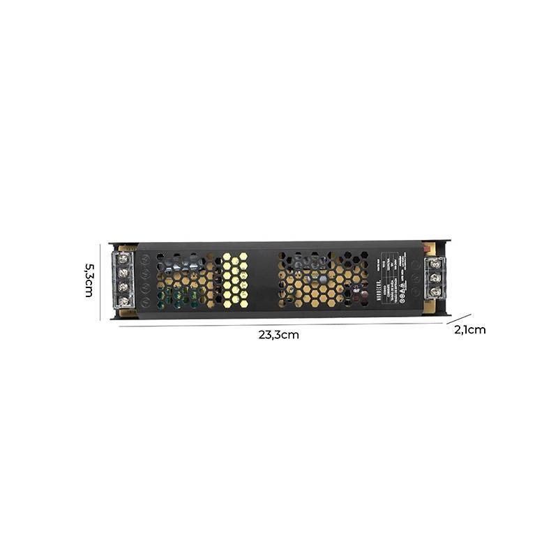 Fonte 12V Nordecor 10A 120 watts Slim IP20 Bivolt 233x53x21mm 7215