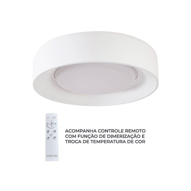 Plafon Nordecor Veta 24 watts Multitemperatura Branco Ø400x105mm 90018