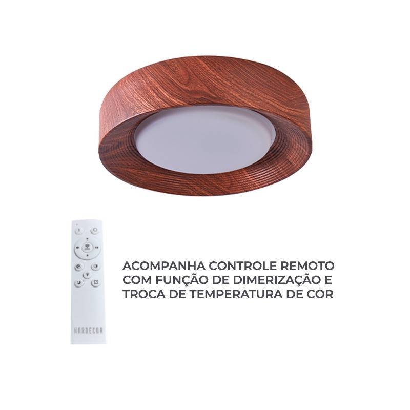 Plafon Nordecor Veta 24 watts Multitemperatura Imbuiia Ø400x105mm 90022