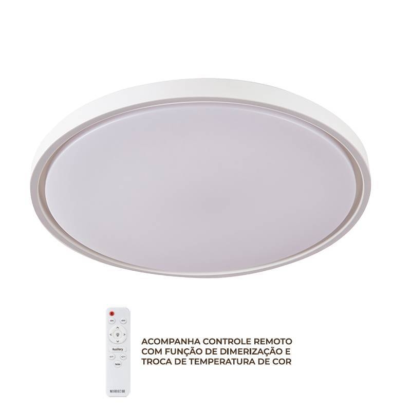 Plafon Nordecor Liny 30 watts Multitemperatura Branco Ø500x40mm 90047