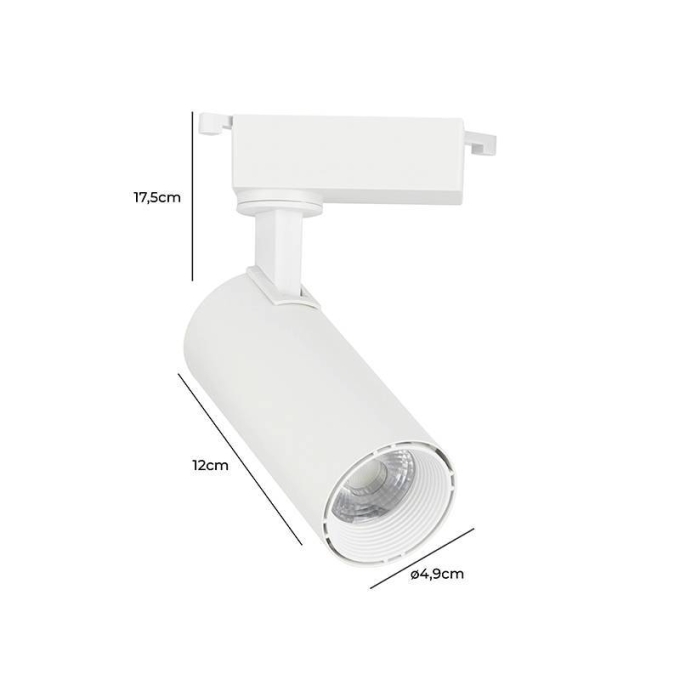 Spot para Trilho Nordecor Nize 10 watts 3000K 35° Branco Ø47x110x165mm Bivolt 6476