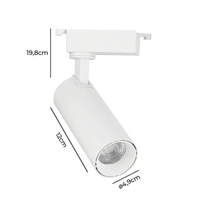 Spot para Trilho Nordecor Nize 15 watts 3000K 35° Branco Ø47x130x185mm Bivolt 6478