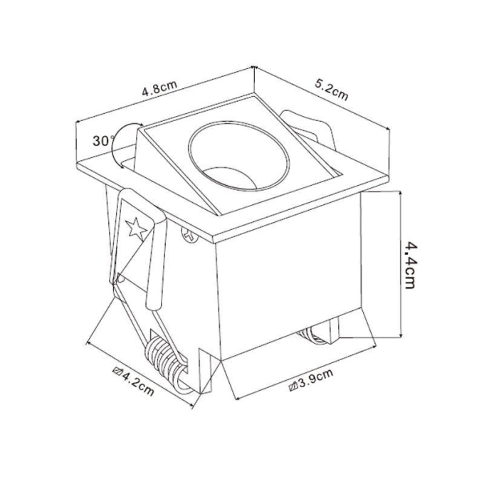Embutido Nordecor Downlight Powerus Direcional Preto 2 watts 3000K IRC90 35° Bivolt 48x52mm 6969