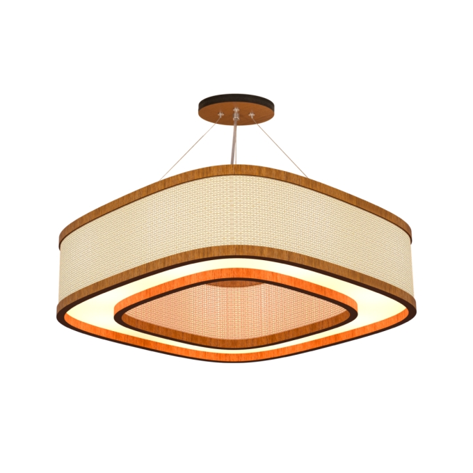 Pendente Classic Lar Palha Leve Anel Lamé PL7017 Madeira 8L E27 Ø700x170mm 1296

