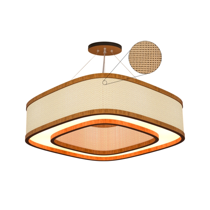 Pendente Classic Lar Palha Leve Anel Lamé PL7017 Madeira 8L E27 Ø700x170mm 1296

