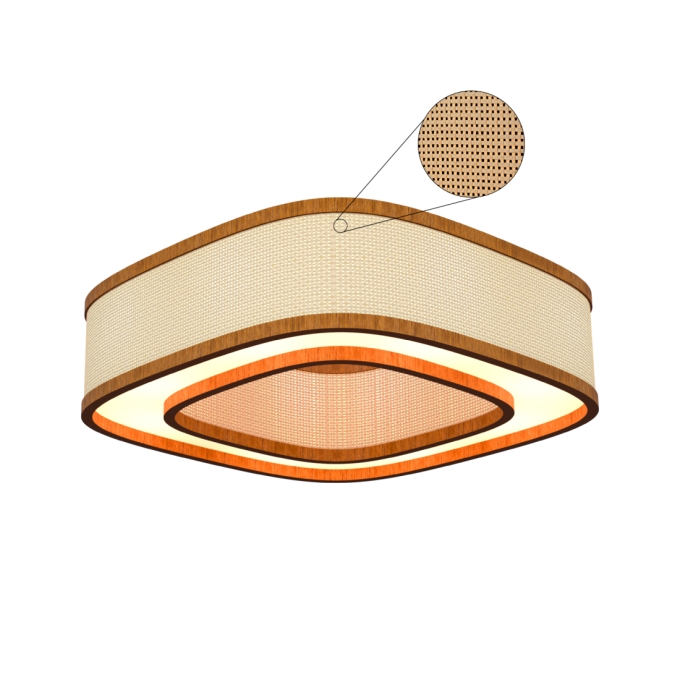 Plafon Classic Lar Palha Leve Anel Lamé PL5517 Madeira 8L E27 Ø550x170mm 1293

